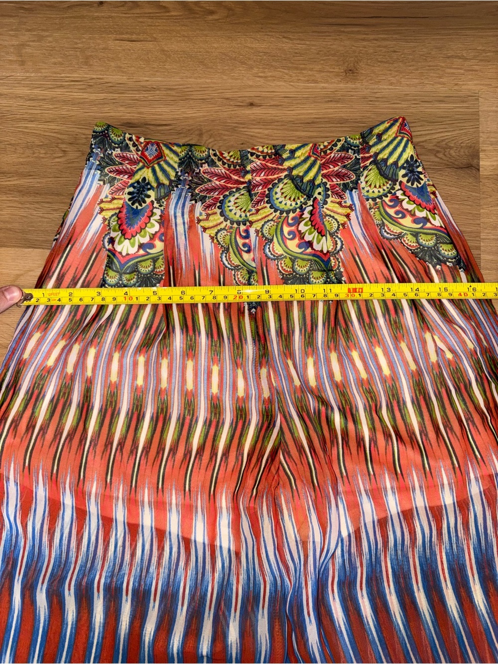 🍑 Mustard Seed Multicolor Tropical Print Wide Leg Sheer pants with shorts under - Picture 9 of 11